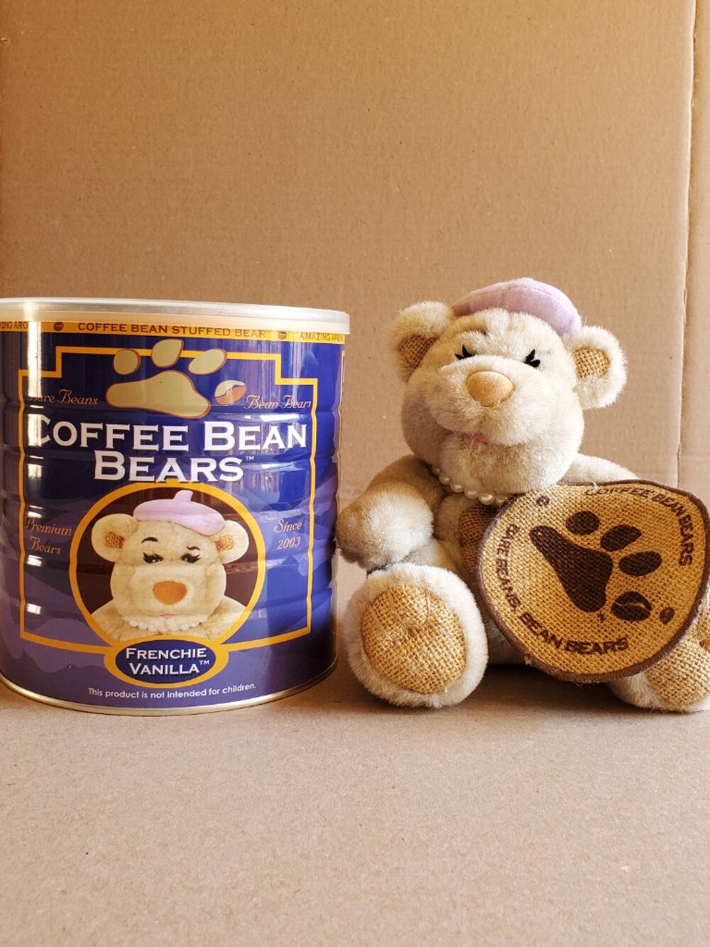 Vintage Coffee Bean Bears Frenchie Vanilla Burlap Belly Coaster Coffee Aroma